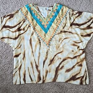 Chicos Jewel Tiger Stripe Blouse Size 2